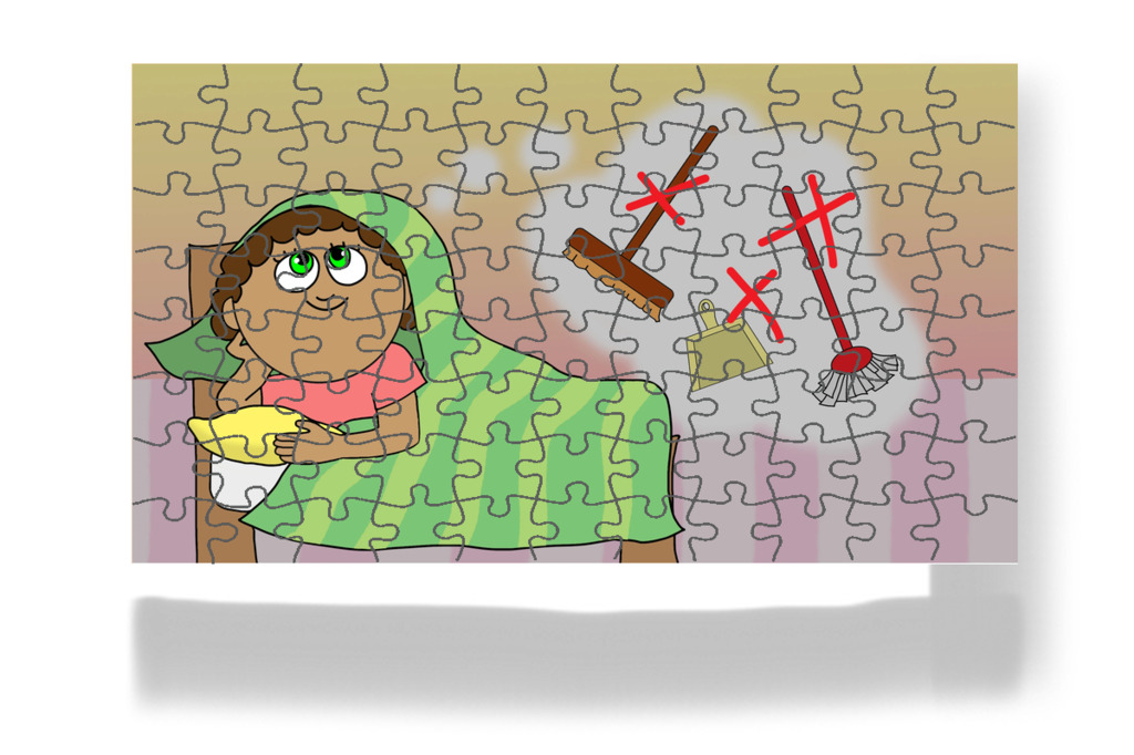 Dolly rendrakás nélküli napról álmodik – Dolly és a takarítás puzzle, 88 darab [TC49-08-P88]