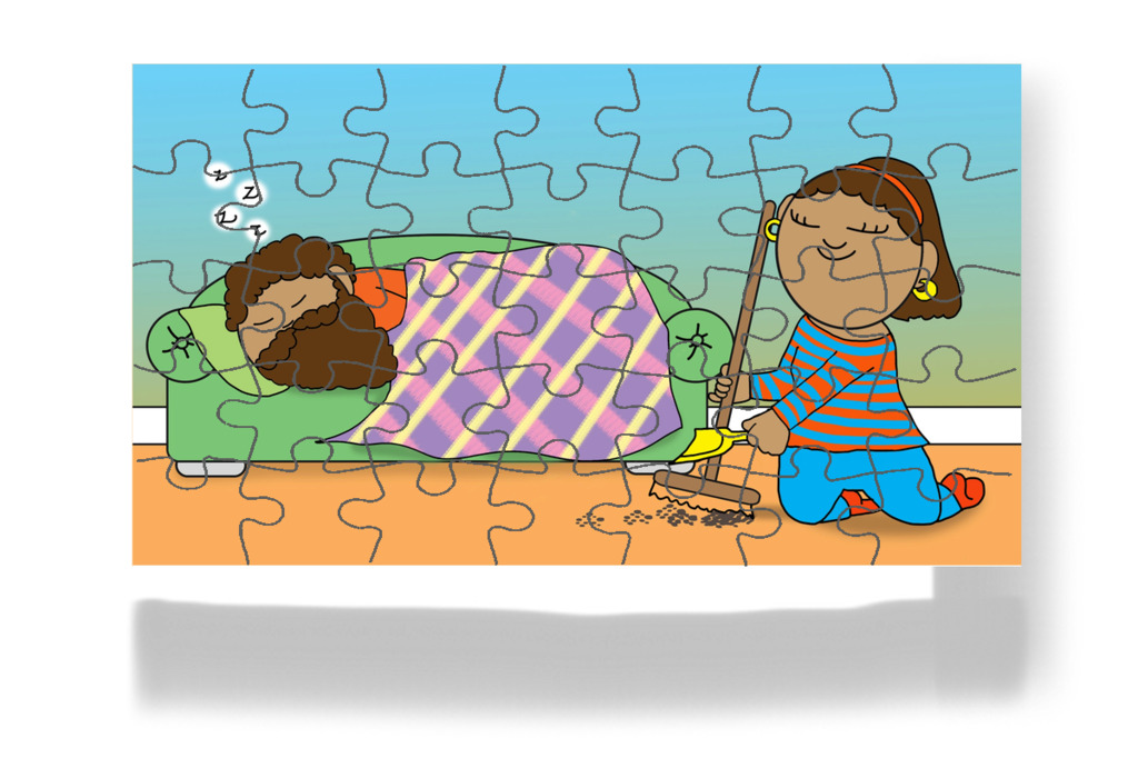 Apa sem szereti a házimunkát – Dolly és a takarítás puzzle, 35 darab [TC49-12-P35]