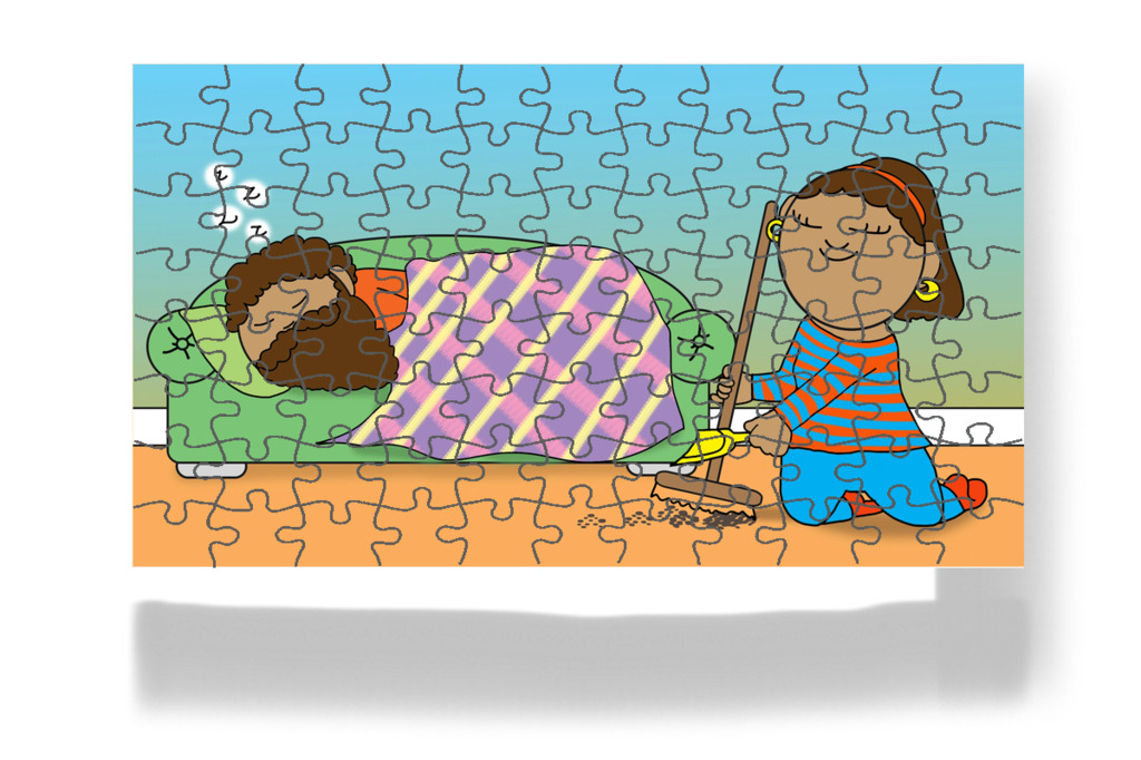 Apa sem szereti a házimunkát – Dolly és a takarítás puzzle, 88 darab [TC49-12-P88]