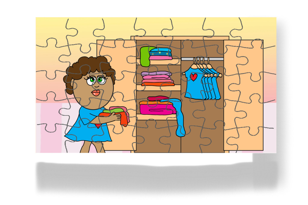 A ruhákat ledobja a földre – Dolly és a takarítás puzzle, 35 darab [TC49-14-P35]