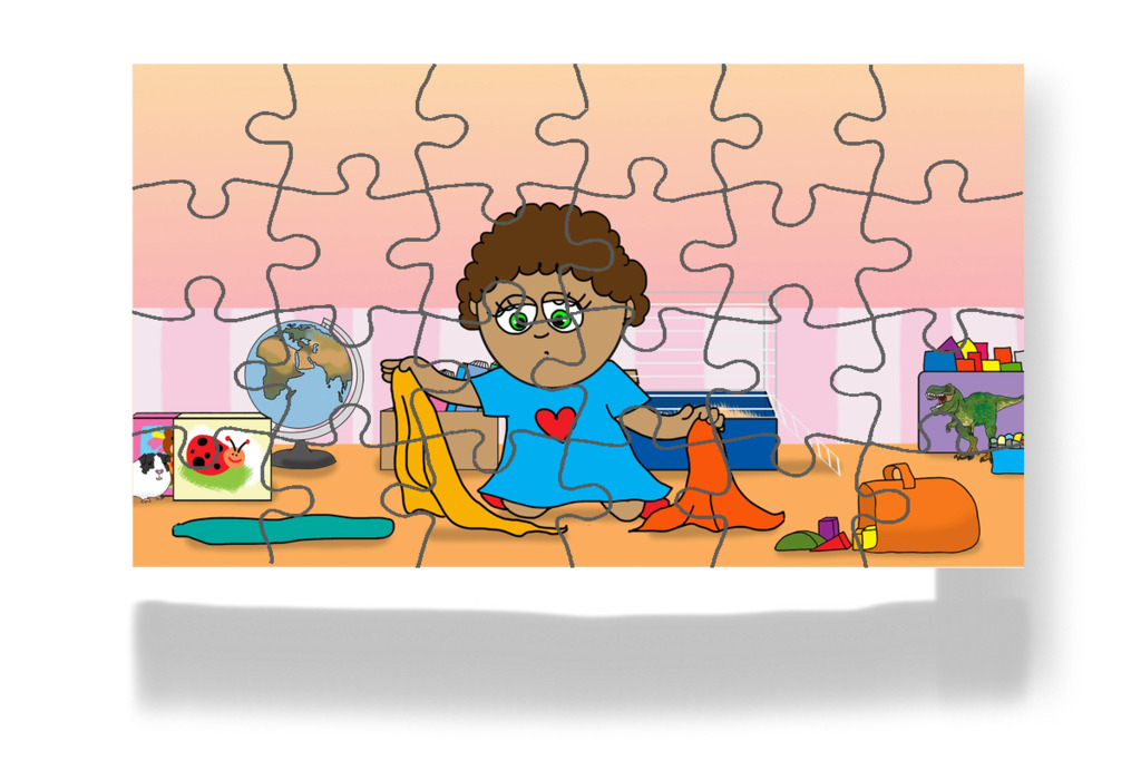 Pufi elbújik a dobozok mögé – Dolly és a takarítás puzzle, 24 darab [TC49-23-P24]