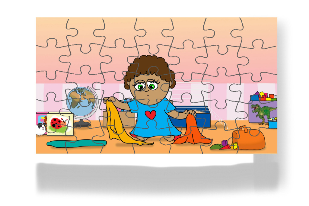Pufi elbújik a dobozok mögé – Dolly és a takarítás puzzle, 35 darab [TC49-23-P35]