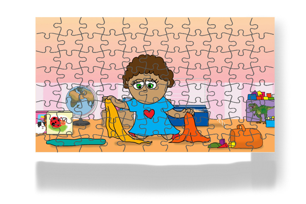 Pufi elbújik a dobozok mögé – Dolly és a takarítás puzzle, 88 darab [TC49-23-P88]