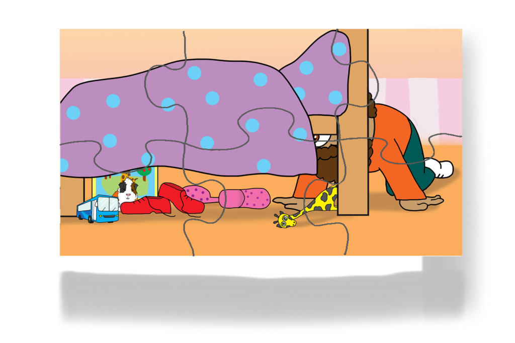Bubi az ágy alatt rejtőzik – Dolly és a takarítás puzzle, 6 darab [TC49-24-P06]
