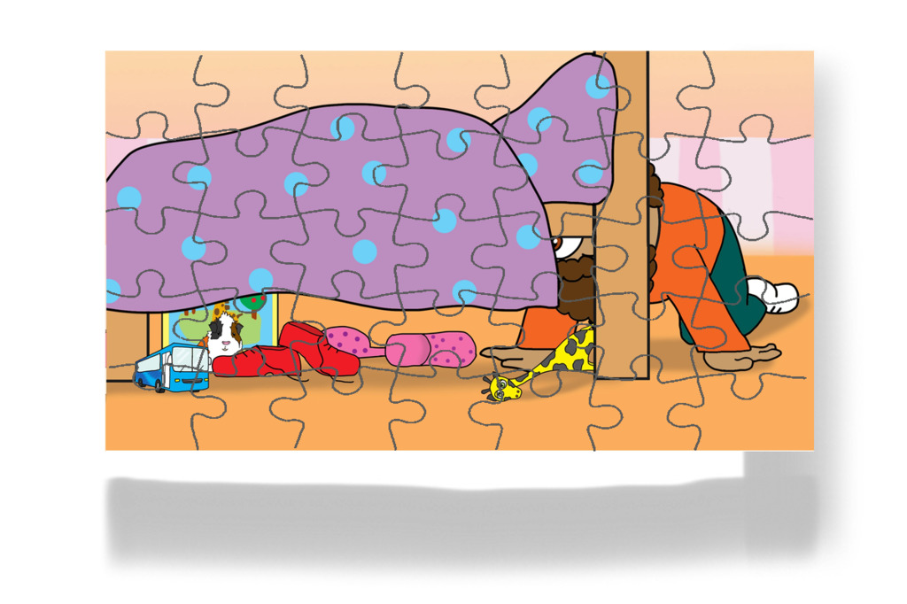 Bubi az ágy alatt rejtőzik – Dolly és a takarítás puzzle, 35 darab [TC49-24-P35]