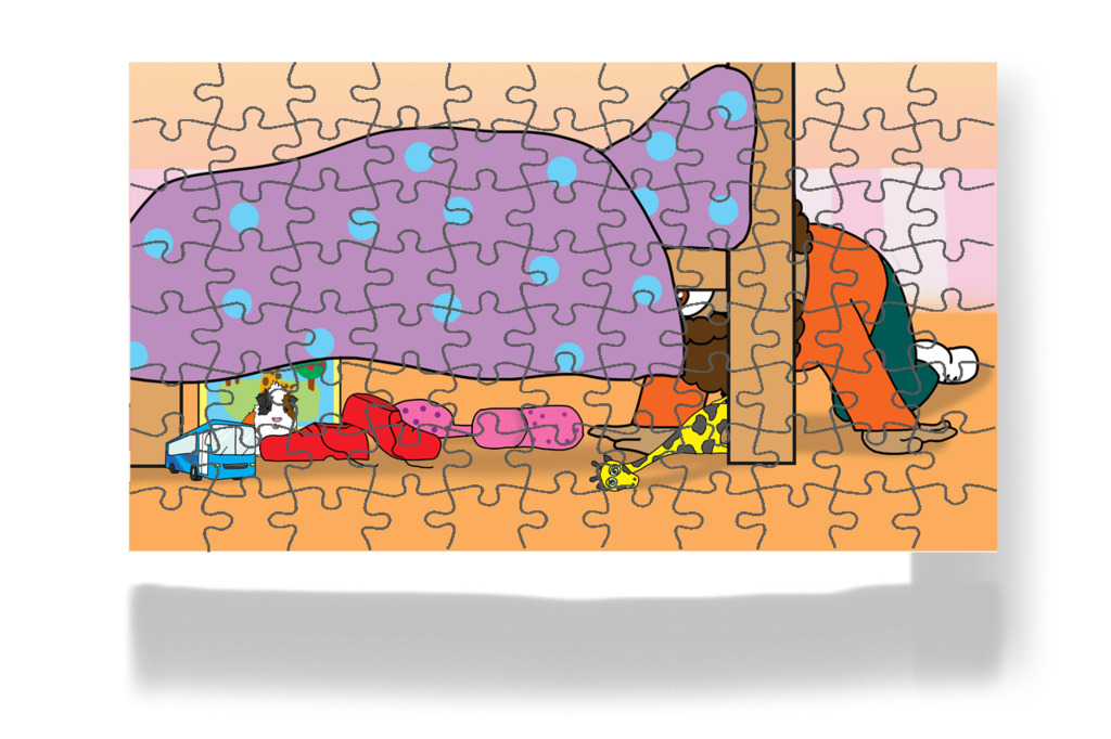 Bubi az ágy alatt rejtőzik – Dolly és a takarítás puzzle, 88 darab [TC49-24-P88]