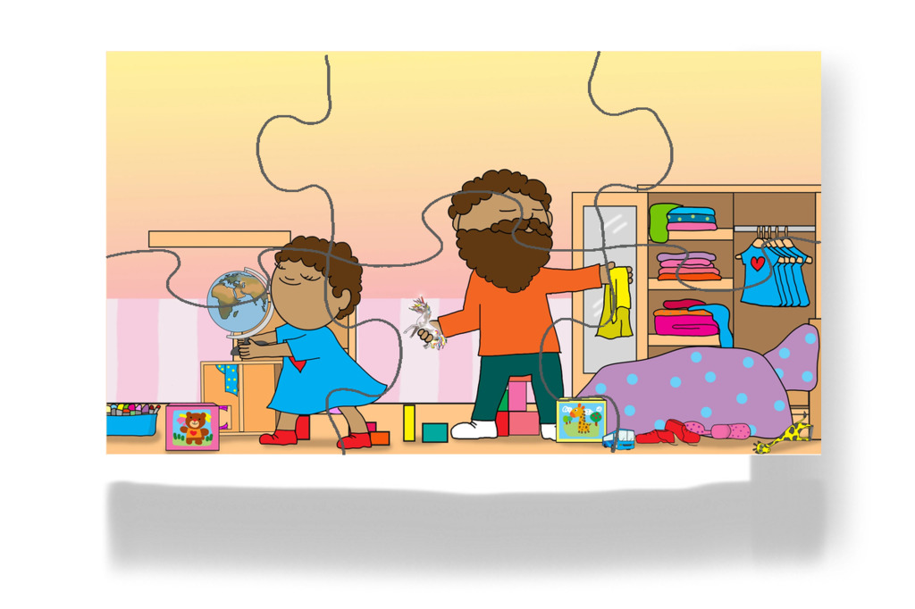 Apa és Dolly rendet tesznek – Dolly és a takarítás puzzle, 6 darab [TC49-28-P06]