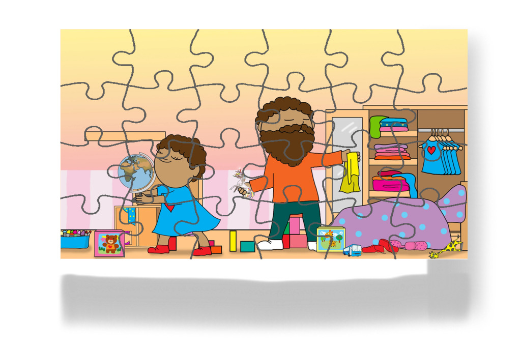 Apa és Dolly rendet tesznek – Dolly és a takarítás puzzle, 24 darab [TC49-28-P24]