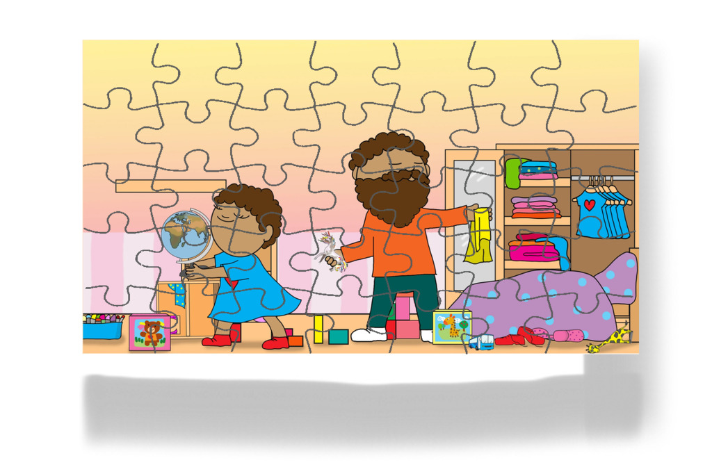 Apa és Dolly rendet tesznek – Dolly és a takarítás puzzle, 35 darab [TC49-28-P35]