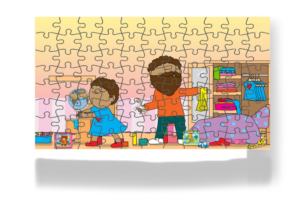 Apa és Dolly rendet tesznek – Dolly és a takarítás puzzle, 88 darab [TC49-28-P88]