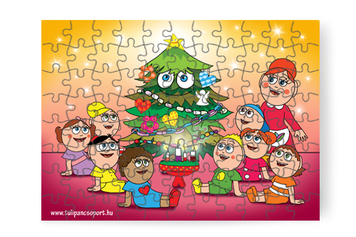 88 db - os puzzle: Feldíszítettük a fát!