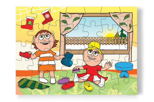 35 db - os puzzle: Várjuk a Télapót!
